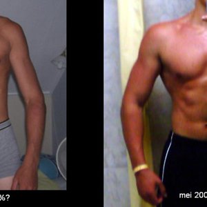 1e foto  juni 2006; 76kg, 8%? 2e foto mei 2007 88kg 8%?