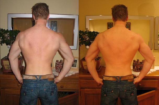 achterkant  Rug na 3/4 maande fitness waarvan 1 maand sirieus..